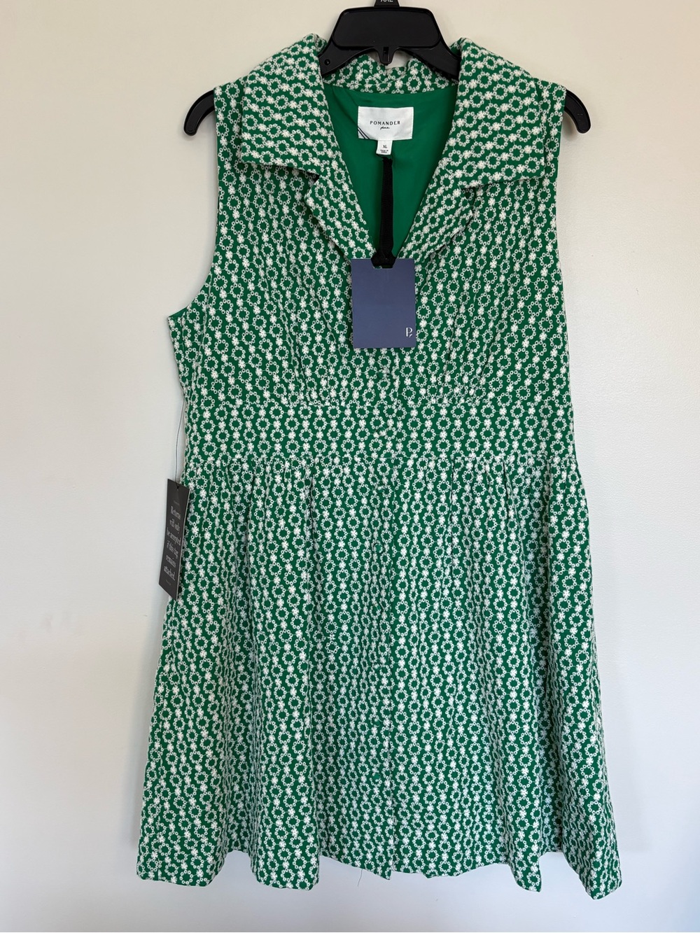 Tuckernuck Pomander Place Green Floral Sleeveless Collared Mini Dress NWT XL